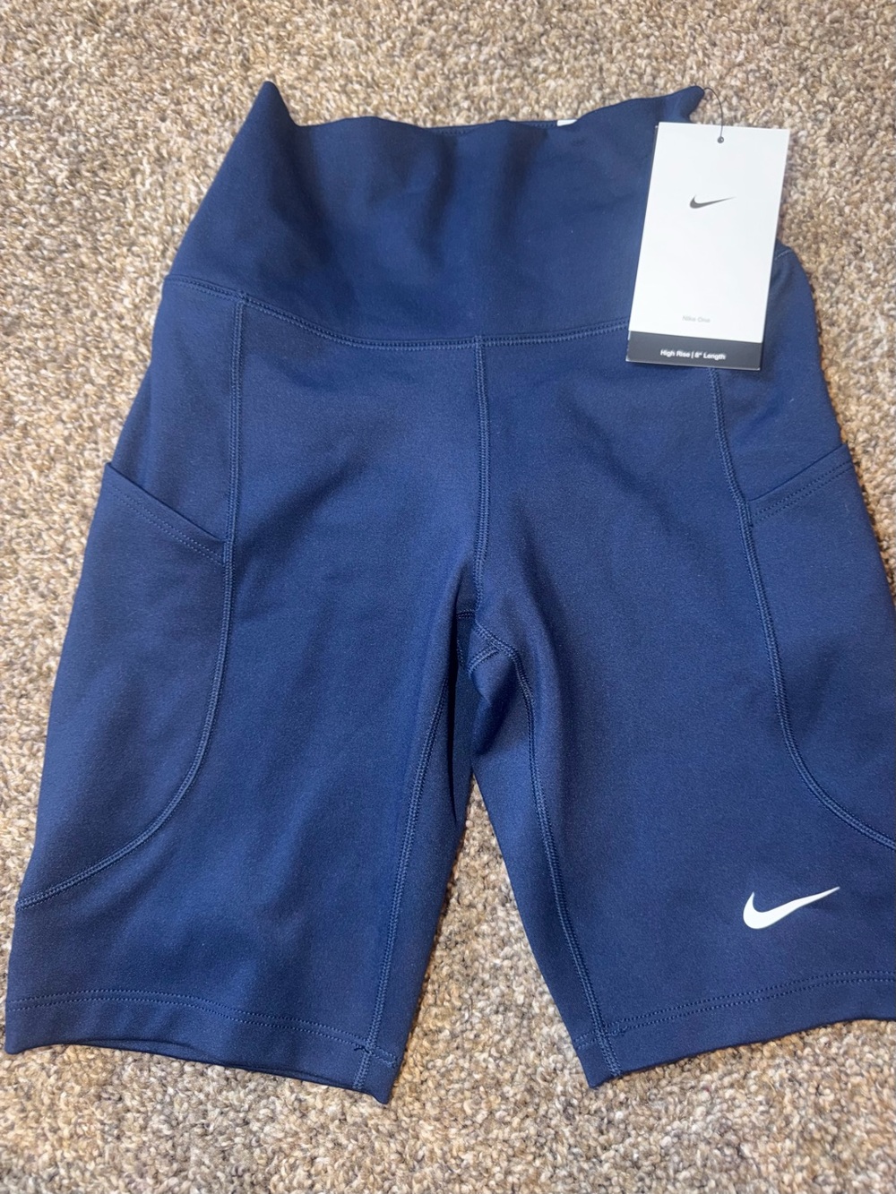 Nike One High Rise XSmall Navy Shorts Women's Size XS NWT  8” Length